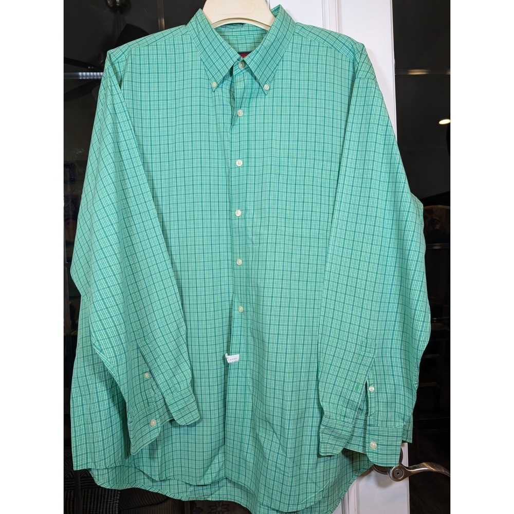 Austin Reed London Quality Green Plaid Button Down Long Sleeve Shirt Size XXL